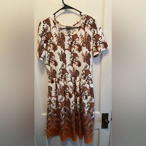 Lularoe XL Amelia Orange Ombré Floral Paisley Fit & Flare Dress
